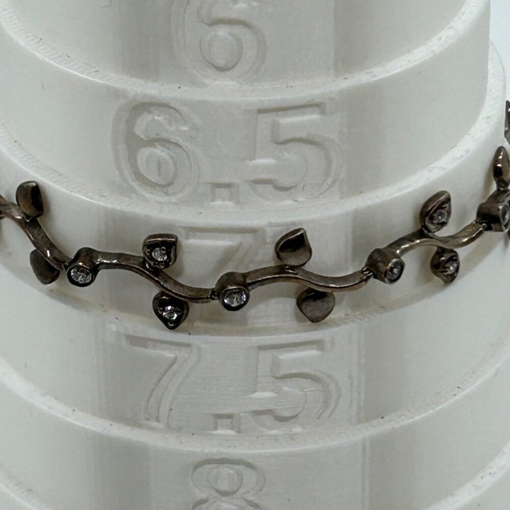 Sterling Silver Vintage Floral S-Link Bracelet 7.81 Grams With Rhinestones 1990s - Picture 16 of 16